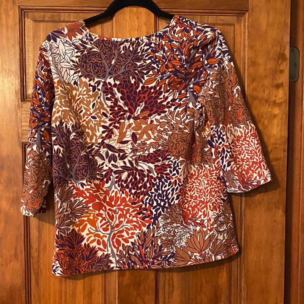 Christopher & Banks Autumn Leaf Print Blouse - Picture 3 of 5